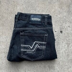 Vintage Y2K Urban Label Black Denim Jeans with embroidered pockets 34'